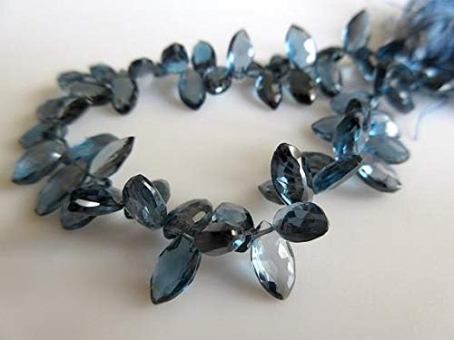 Lonn Blue Topaz Beads, Blue Topaz Briolette, Faceted Marquise, Briolette Beads, 6x9mm Each, 8 Inch Strand Code-HIGH-48354
