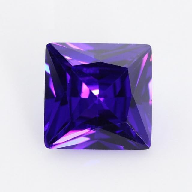 Cubic Zirconia Stone Multicolor Square Shape Princess Cut Loose Cz Stones Synthetic Gems Beads for Jewelry 2X2-14X14Mm Aaaaa - (Color: Tanzanite/Size: 6X6Mm 50Pcs)