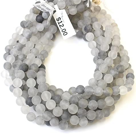 13 inch Strand of Natural gem Gray Agate, 8 mm Round Smooth Beads for DIY Jewelry Making. | Beads_03746, as per photo