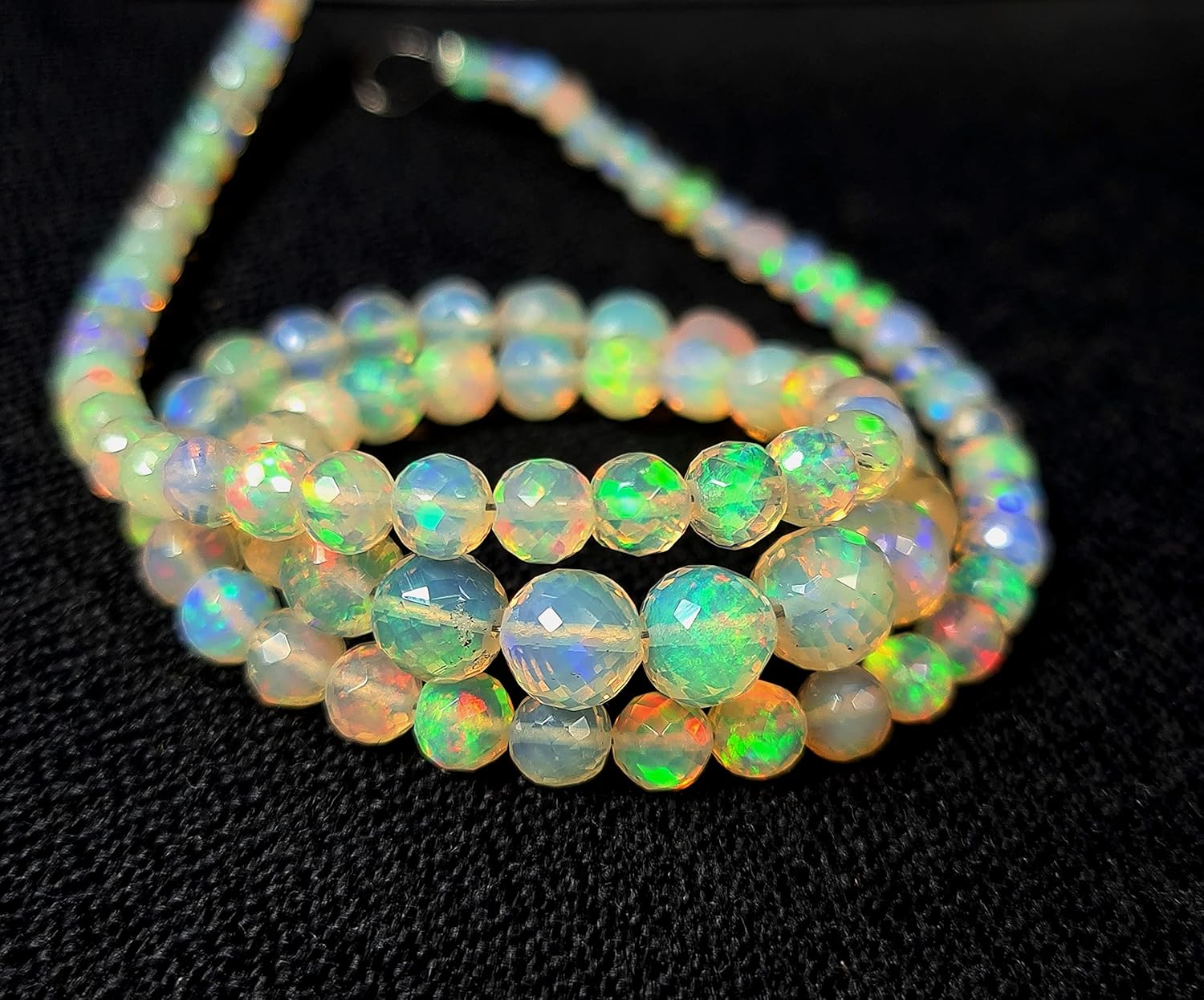 White Ethiopian Opal Gemstone Faceted Roundels Beads | Full of Galaxy fire Opal Ball Beads | Welo Opal Size - 3 -- 6 MM 16 Inch Full Strand, Yellow