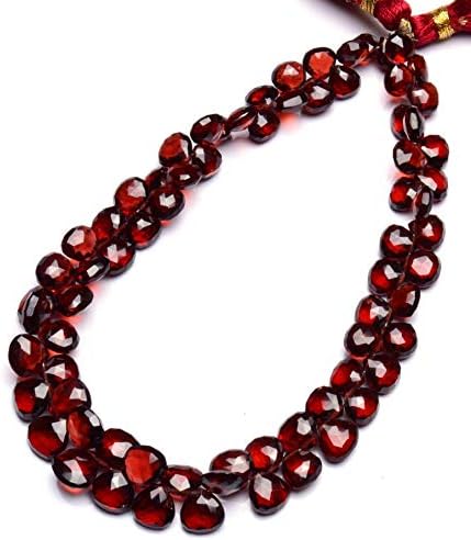 13 inch natural beads strand of 6-7mm faceted heart rhodolite garnet gemstone briolletes beads for DIY jewelry - necklace, bracelet, earring, ring.