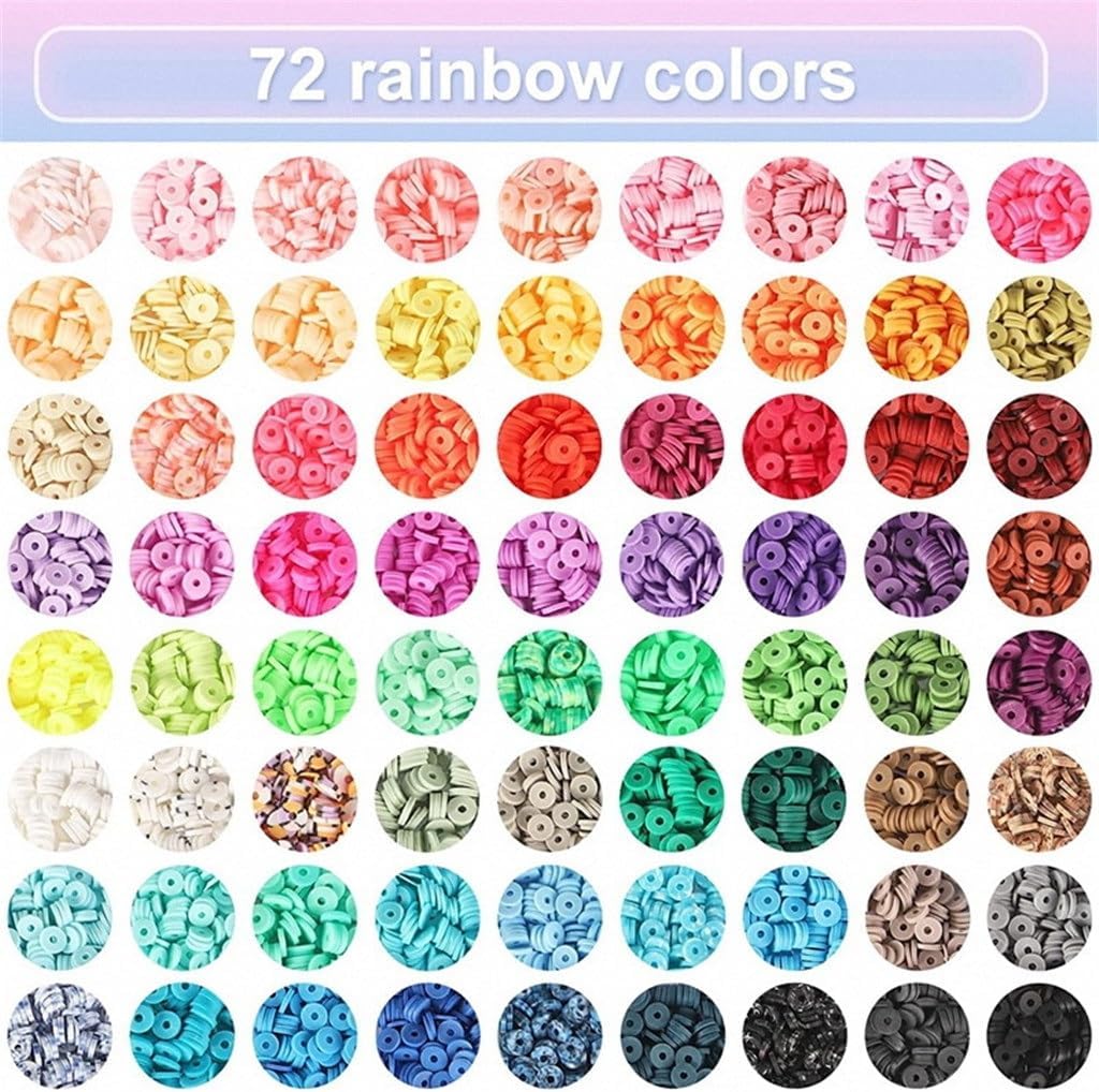 72 Colors 9000 Pieces of Clay Beads Polymer Jewelry Bracelet DIY Accessories