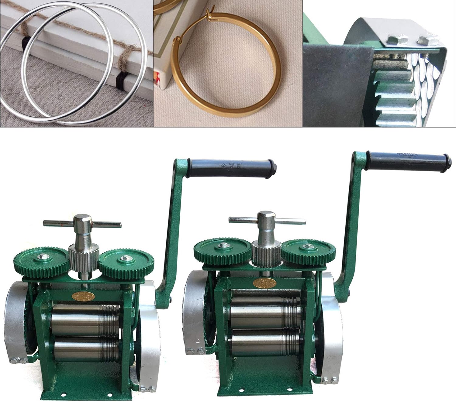 MuChaIOAK Rolling Mill Machine, Jewelry Rolling Mill Machine, Manual Combination Rolling Mill Flatten Machine Jewelry DIY Tool, Rollers Metal Wire Flat Jewelry Tool Green