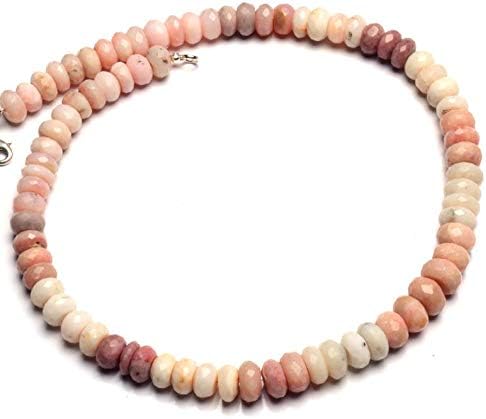 Natural Gemstone Peruvian Pink Opal Faceted Big Size 10 to 11MM Rondelle Beads Necklace 17 Inch Full Strand