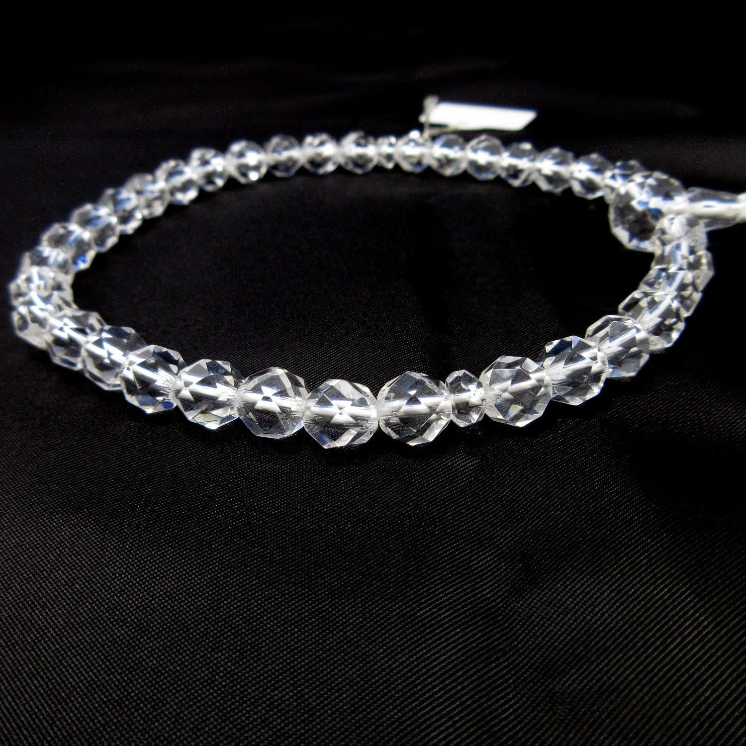 KYOTO ASAHIYA Cut Crystal Quartz with White tassel Gemstone Beads Japanese Juzu Buddhist Prayer beads Rosary Mala Beads for Women&Men Meditation Yoga