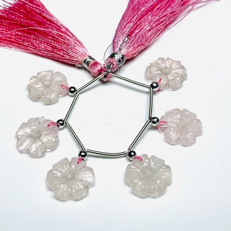 Natural Rose Quartz Fancy Smooth Beads 15 mm 4 inch Long String Jewelry Making Gemstone Beads for Necklace Bracelet