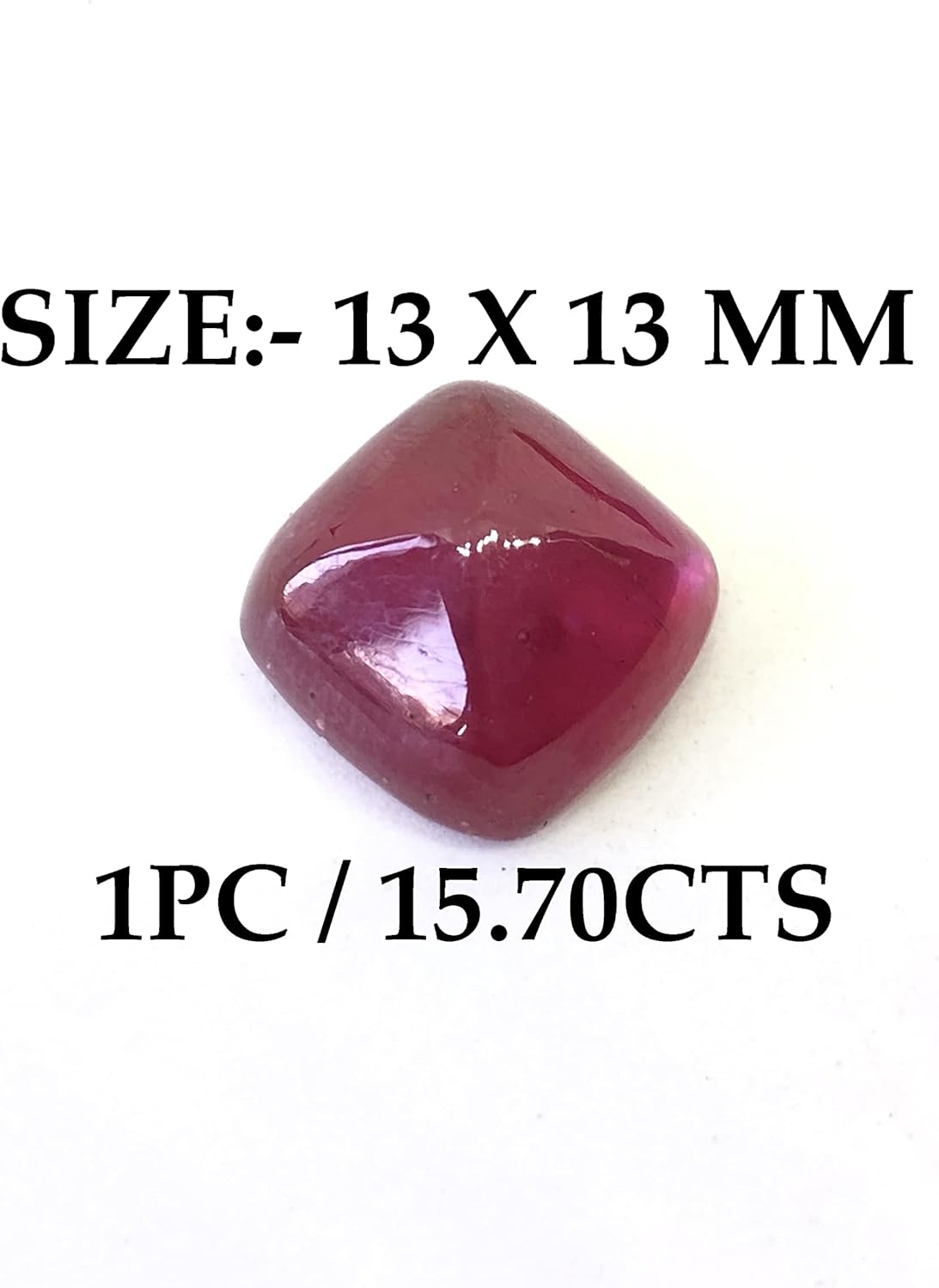 15.70 Ct Sugar Loaf Ruby Cushion Shape Cabochon Size 13 mm AAA Quality Pyramid Cabochon Loose Gemstone Best For Making Pendant, Ring Jewelry