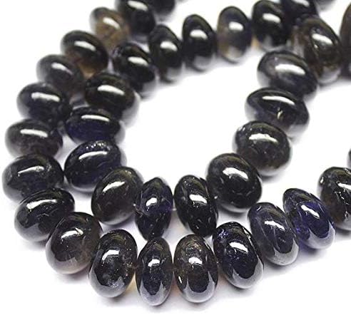 Water Sapphire Iolite Smooth Gemstone Micro Rondelle Loose Craft Beads Starnd 16 Inch Long 12mm 19mm Code-HIGH-1389