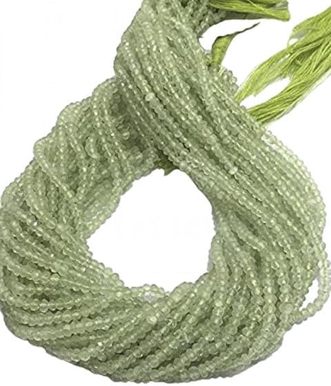Natural Prehnite Micro Faceted Rondelle Beads, 3mm to 3.5mm, 13 inches Semiprecious Stone Beads lot of 10 Strands CHIK-STRD-96190