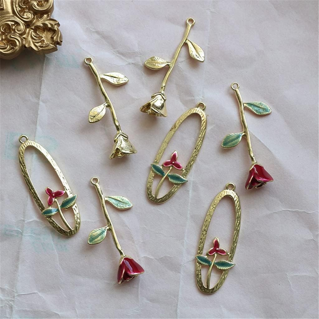 SIDUFHAOPKLL Vintage Rose Alloy Oil Drip Earrings Jewelry Accessories Pendant Handmade DIY Making Material Kit(Black)