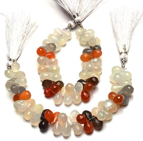 GEMZ 4 inch Strand of Natural Multi Moonstone Tear Drop Shape Faceted Cut Multi Color Color briollete Beads for DIY Jewelry Making- Earring Necklace Bracelet.