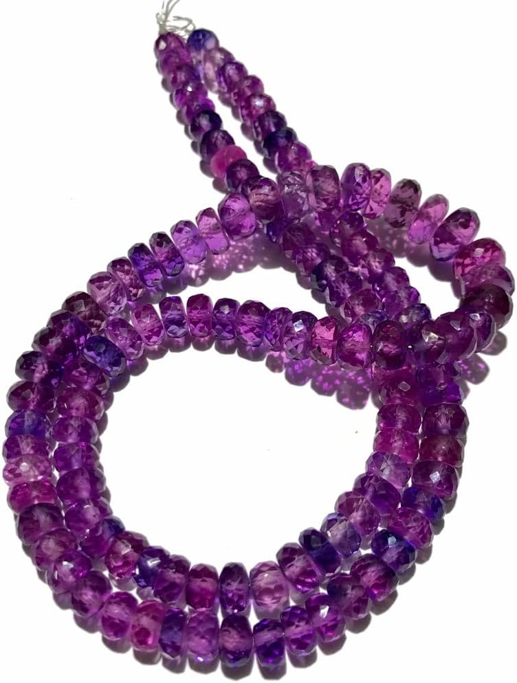 Natural Pinkish~Purple Sapphire roundelle facated Beads 5-7 MM 18 inch Long String Jewelry Making Gemstone Beads for Necklace Bracelet