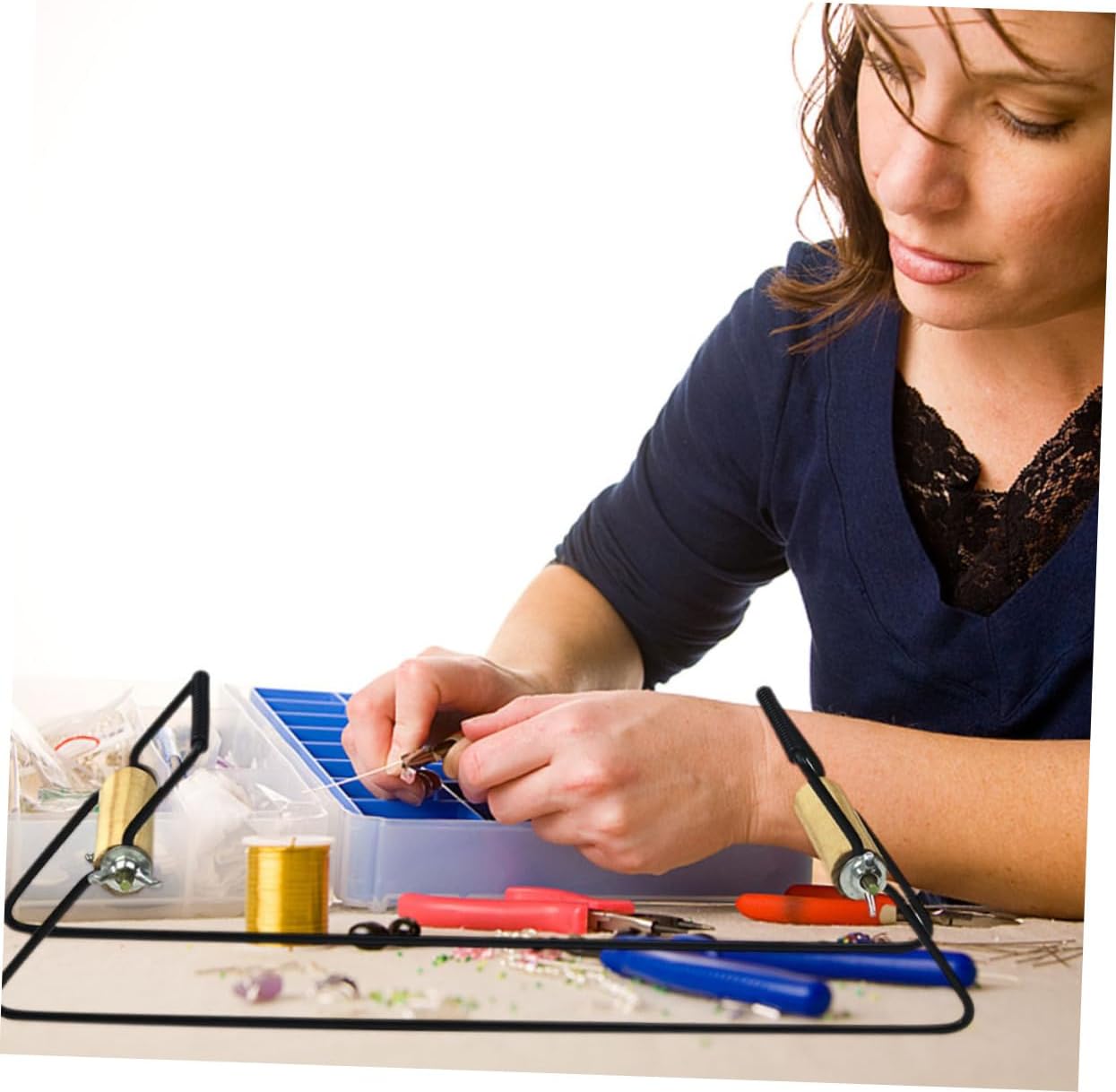 Bracelet Bead Maker Kid Toys Weaving Bracelet Loom Kids Bracelet Framing Tools Jewelry Beading Loom Metal Beading Loom Kit Kids Toy DIY Bracelet Tools Manual Wristband Wood Child