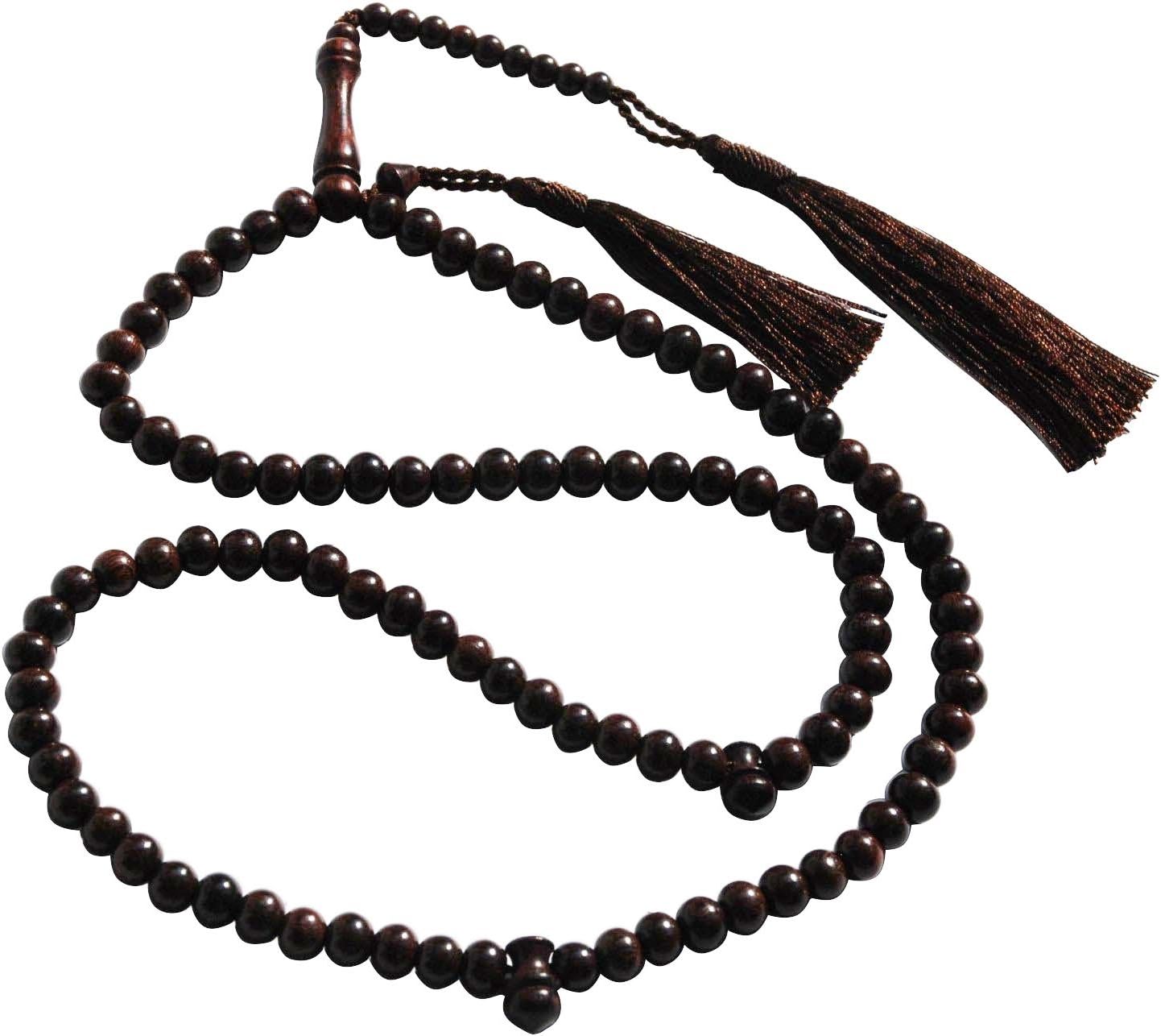 Wholesale Lot 12 Dense Tamarind Tree Wood - 8mm 99-Bead Prayer Beads with 2 Beautiful Tassels