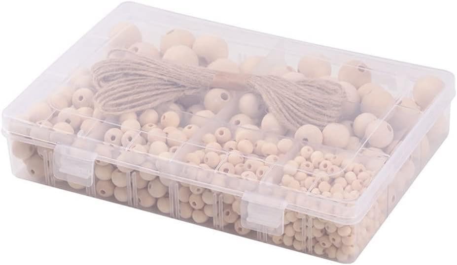 660 Pcs 8 Sizes Wooden Beads for Crafts with 10M Jute Twine Unfinished Wood Beads for Jewelry Making DIY Crafting (Color : A Size : One Size)