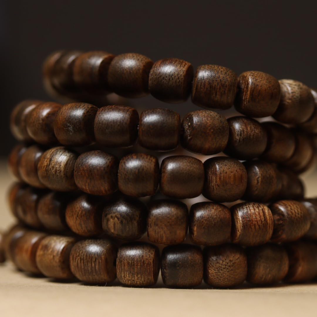 Fusen Red Clay Agarwood Aquilaria Hand-Stranded Prayer Beads Multi-Circle 8mm*108 Beads Barrel-Shaped Beads Floral Honey Aroma Cool Sweet Sinking Grade