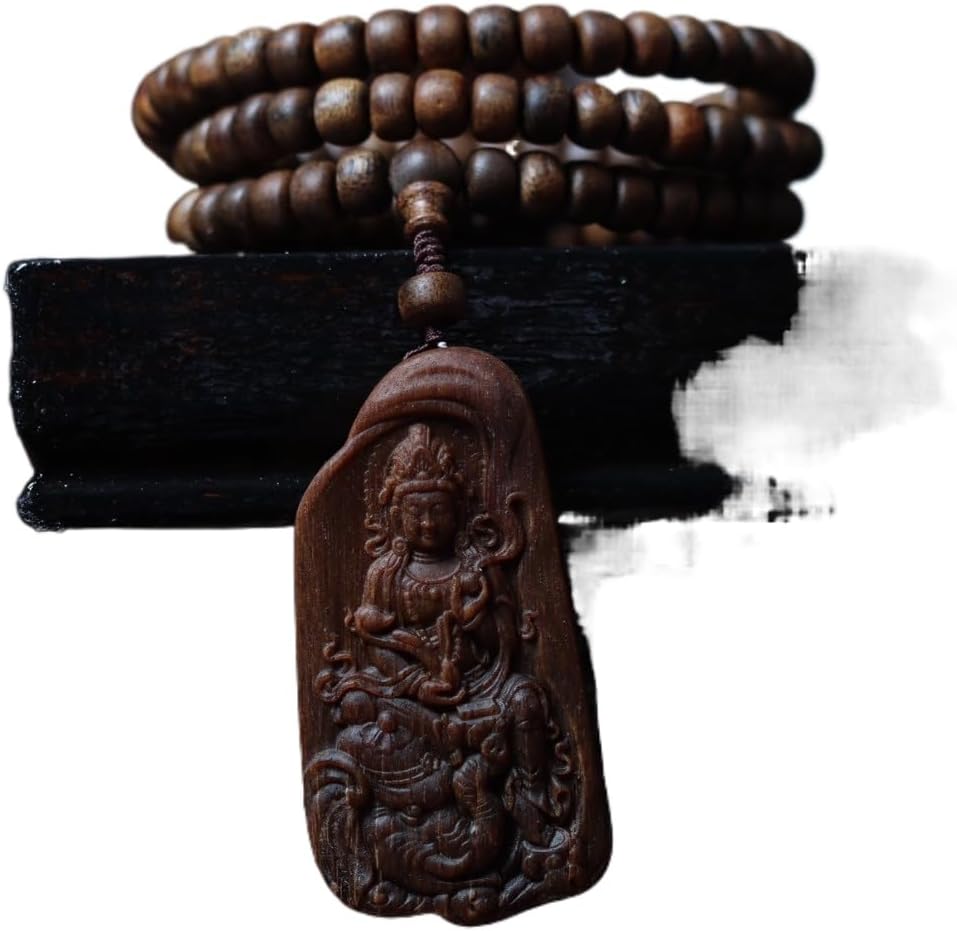 Hainan Yingge Green Nanmu Agarwood 6x8mm*108 Beads Full-Oil Aquilaria sinensis Rosary Sinking Grade