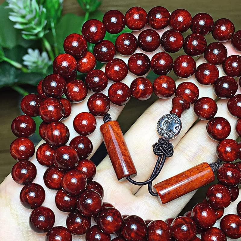 Mascot Wooden Crafts Wood Carving Art Wood Decoration Artwork 印度小叶紫檀老料0.8 * 108颗手链 水波乱纹多金星材质细玻璃底泥料(小叶紫檀老料0.8 * 108颗手链)