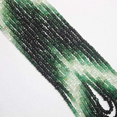 Natural Green Emerald Faceted Rondelle Spacer Micro Gemstone Craft Loose Beads Strand 20 Inch Long 4.5mm 2.5mm Code-HIGH-25955