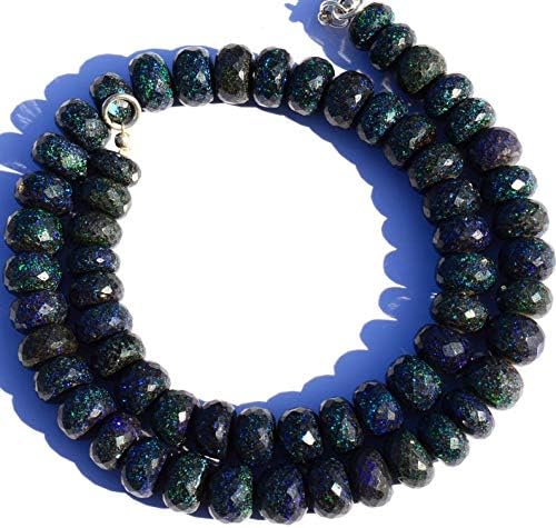 Very Rare Natural Gem Australian Matrix Black Opal Big 10MM Size Faceted Rondelle Beads 16 Inch Full Strand Finished Necklace Rare Gem