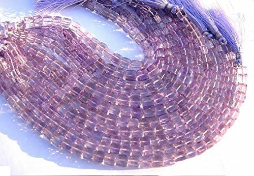 13 inch natural beads strand of 5-6mm faceted cube pink amethyst gemstone beads for DIY jewelry - necklace, bracelet, earring, ring.