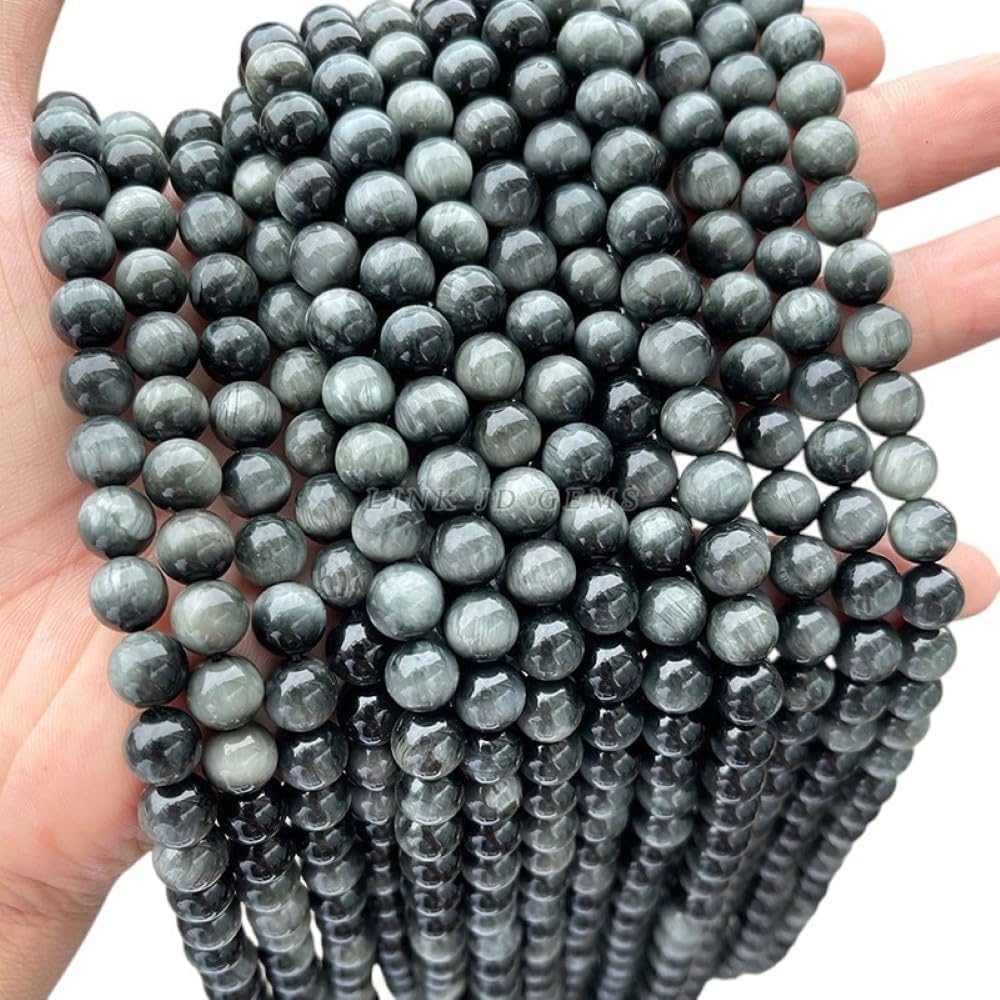 Natural Eagle Eye Stone Beads - Round Loose Spacer Beads for Jewelry Making - 6mm to 12mm - DIY Necklace, Bracelet Supplies - (Color: 5 A Eagle Eye/Size: 12mm Approx. 31Pcs)