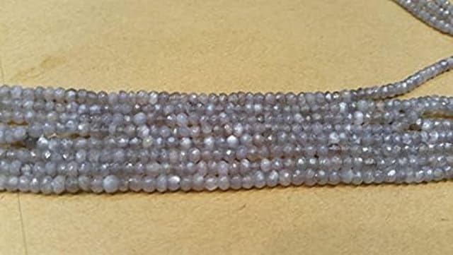 Grey Moonstone Faceted Roundel 3.5mm, Length 13.5'' lot of 10 Strands CHIK-STRD-95102