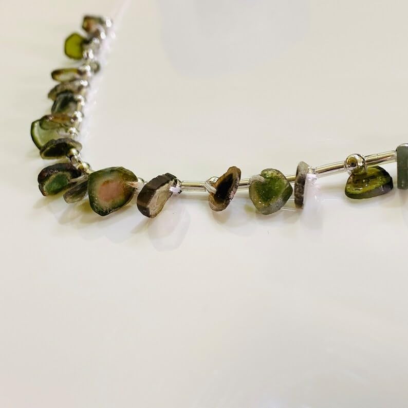 Natural Watermelon slices chips faceted Beads 6-9 mm 4 inch long string jewelry making gemstone beads for necklace bracelet