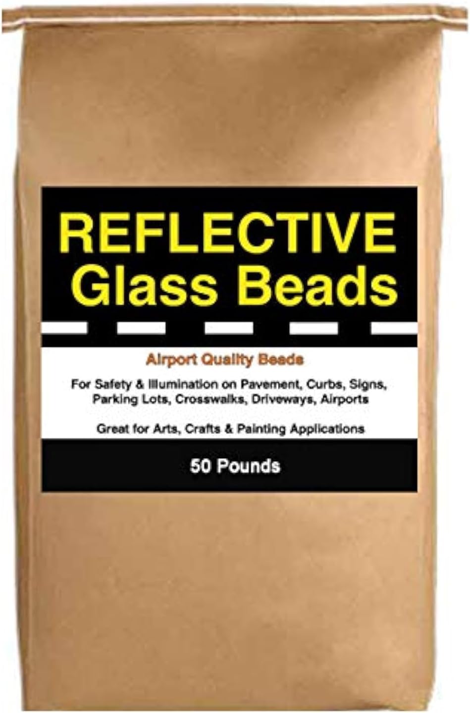 Reflective Glass Beads (50 LB Bag) For Traffic Paint, Road Marking, Curb Paint, Pavement Striping, Parking Lots, Crosswalks, Driveways, Airports, Traffic Signs, Painting, Arts & Crafts (50 Lb Bag)