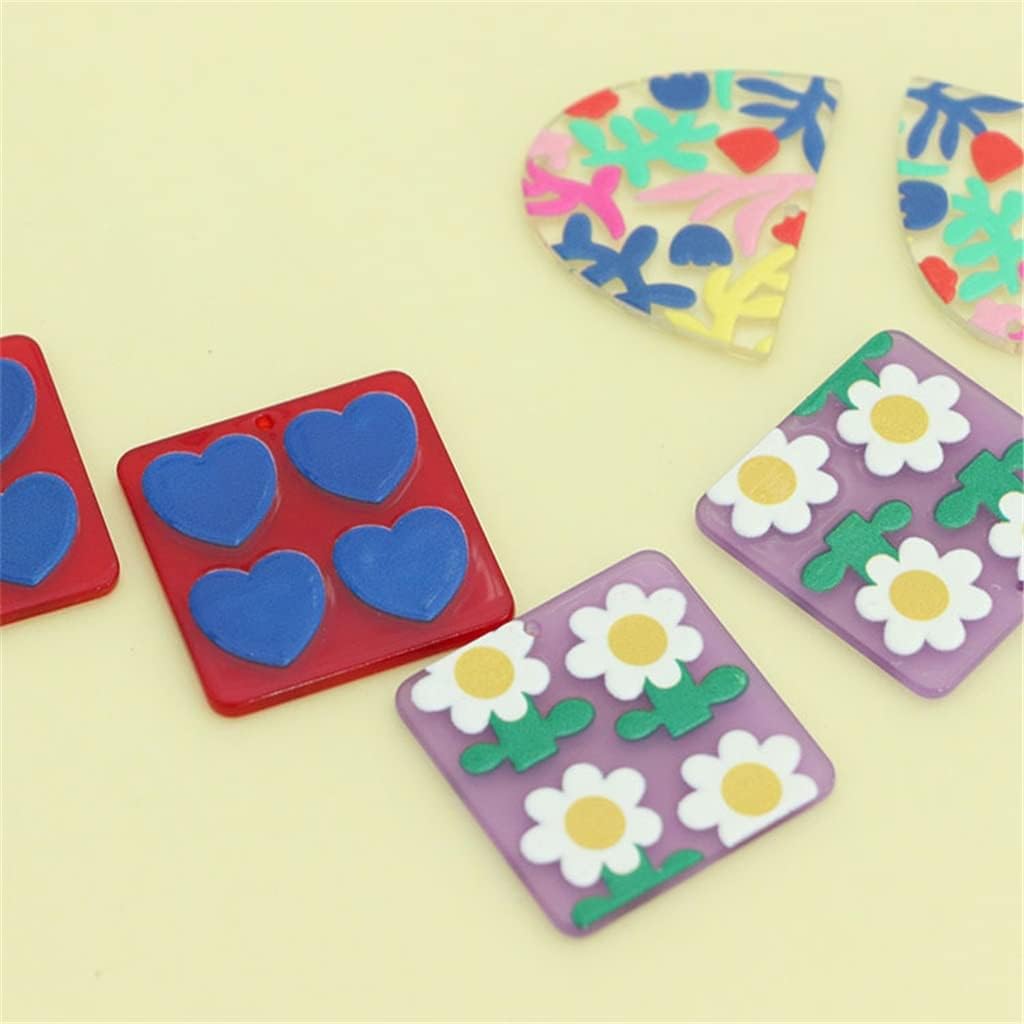 SIDUFHAOPKLL Colourful Geometric Clashing Love Flower Studs DIY Earrings Handcrafted Material Kit(Black)