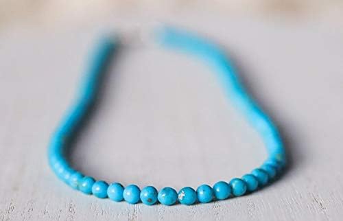 Jewelry Natural Sleeping Beauty Turquoise Necklace, Arizona Round Beaded Turquoise, Turquoise Jewelry, December Birthstone | Genuine turquoise