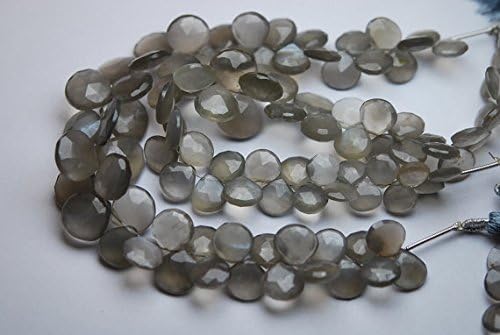 13 inch natural beads strand of 9-10mm faceted heart gray moonstone gemstone briolletes beads for DIY jewelry - necklace, bracelet, earring, ring.