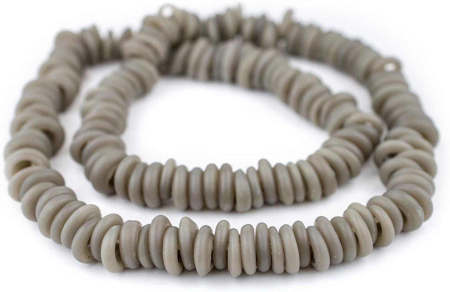 The Bead Chest Groundhog Grey Annular Wound Dogon Beads (14mm)