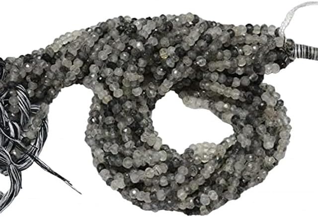 Rutile Quartz Gem Stone, 4 mm Beads, Faceted Rondelle Gemstone Beads, 13.5 Inch lot of 5 Strands Chik-STRD- 93166