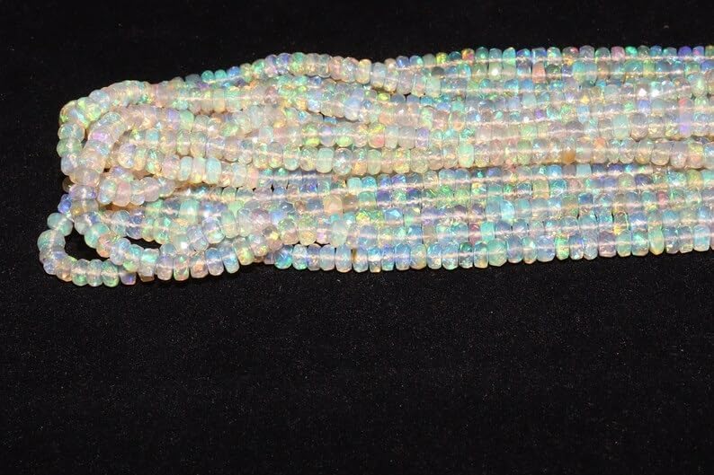 Ethiopian Opal Faceted Rondelle Bead 3-5mm Fire Opal Bead Flashy Opal Beads Strand Opal Rondelle Beads for Making Jwelery