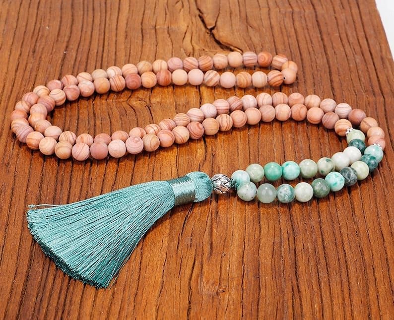 Serpenggiante, turquoise Stone Mala Beads, 108 Mala Necklace, Knotted Mala, WWG Necklace, Yoga Jewelry Meditation Beads Spiritual Jewelry Boho Jewelry