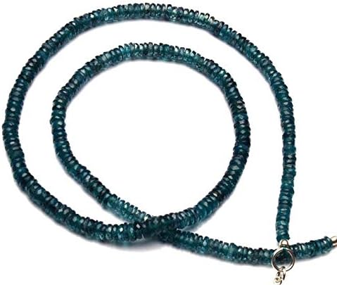 Natural Rare Gemstone Orissa India Green Color Kyanite 5MM Faceted Heishi Beads 18 Inch Full Strand Fine Qulaity Complete Necklace