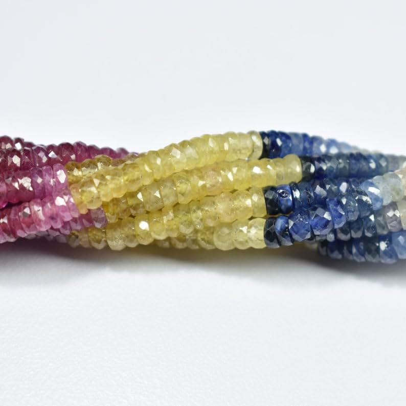 Natural Multi Precious tyre Faceted Beads 4-4.25mm 16 inch Long String Jewelry Making Gemstone Beads for Necklace Bracelet