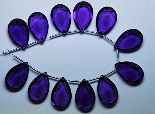 7 Pcs -AAA-Purple Amethyst Quartz Faceted Pear Briolettes 25mm Large Size Code-HIGH-54938