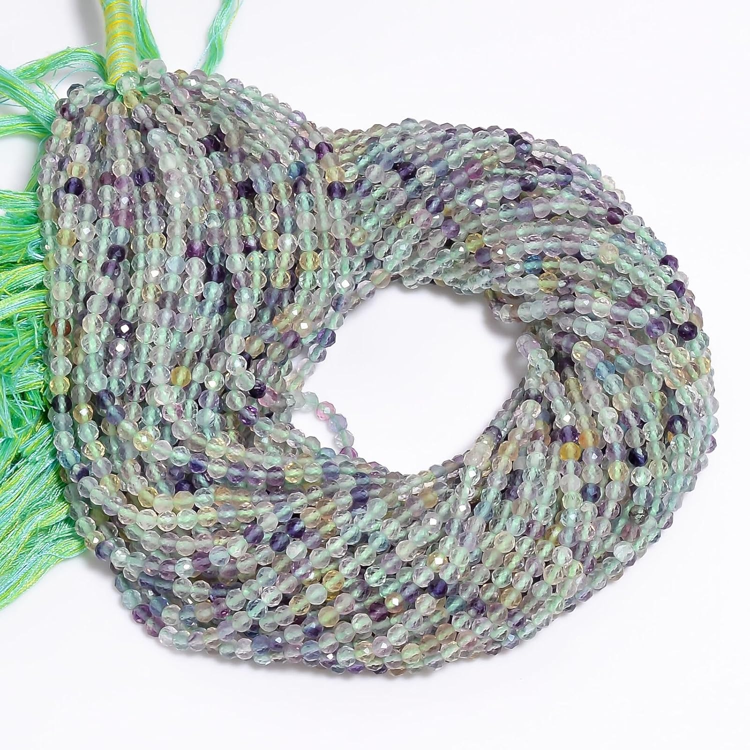 Natural Green Fluorite Gemstone Rondelle Faceted Beads 3X3 mm 50 Strand 13