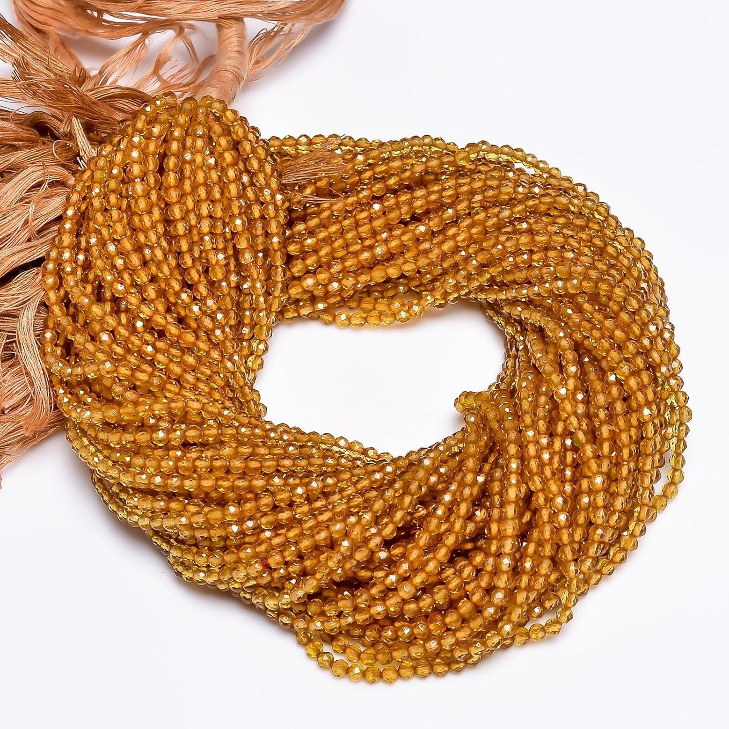 Shampion Sapphire Quartz Stone Round Shape Faceted Beads 3X3mm 100 Strand 13