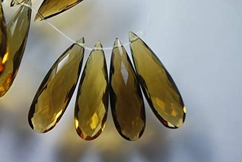 BEADS GEMSTONE 3 Pieces Set, Super Rare AAA Honey Quartz Faceted Extra Large Long Pear Briolettes Calibrated Size 25x8mm Code-HIGH-55363