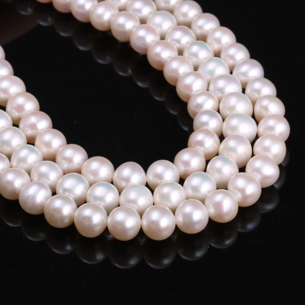8-9mm Natural Freshwater Pearl Spacer Beads for DIY Jewelry Making - For Women's Necklaces and Accessories - (Color: White/Size: 8-9mm)