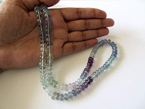 5 Strands Wholesale Rainbow Fluorite Rondelle Beads, Blue Fluorite, Green Fluorite, Purple Fluorite, 7-8mm Beads, 18 Inch Strand