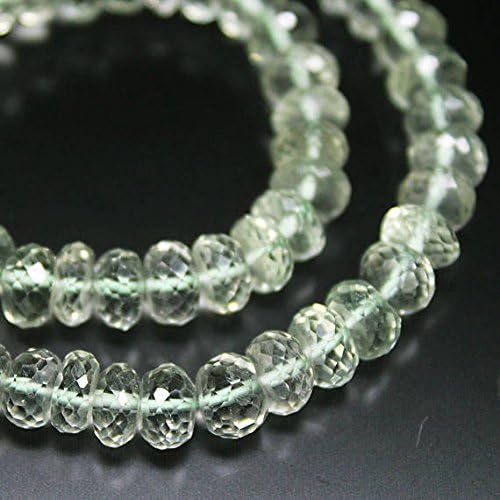 Natural Prasiolite Green Amethyst Faceted Rondelle Micro Gemstone Craft Loose Beads Strand 10