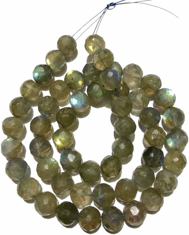 Natural Labradorite Round Faceted Beads 9mm 18 inch Long String Jewelry Making Gemstone Beads for Necklace Bracelet