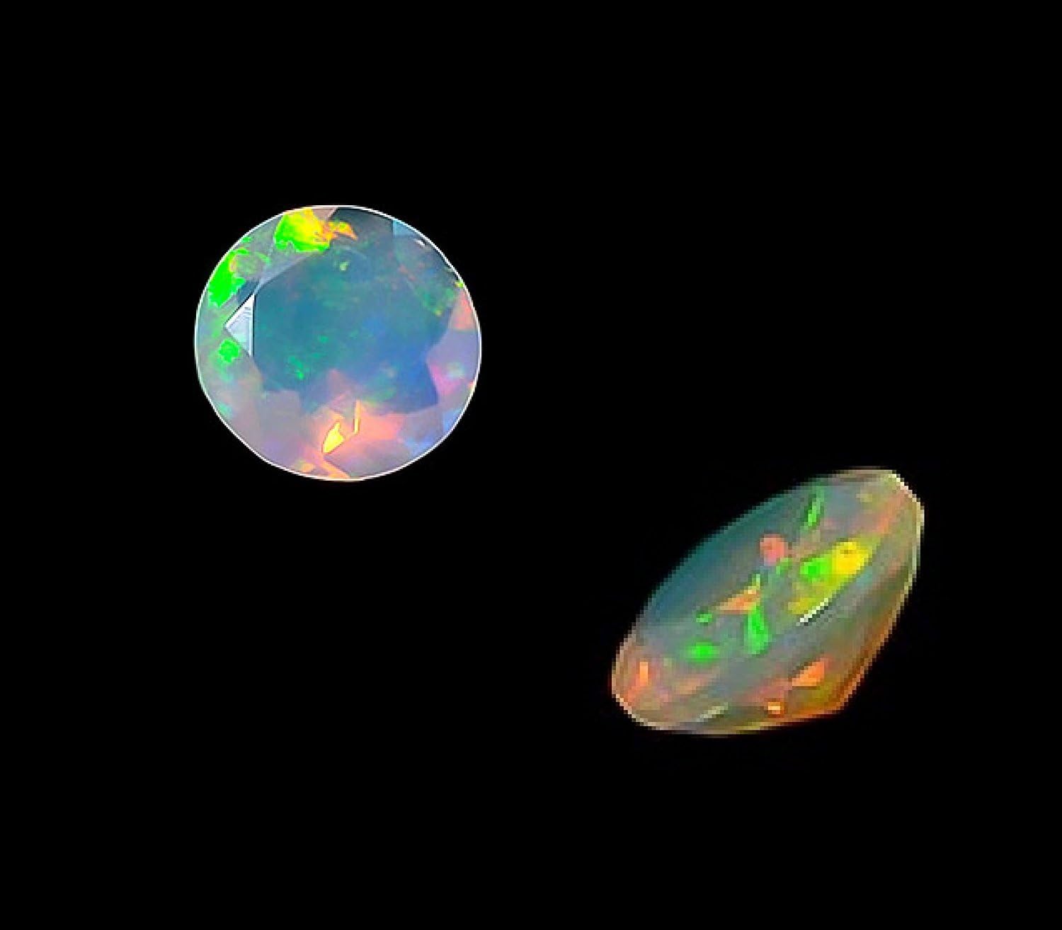 natural ethiopian opal 11mm faceted round 1 pair
