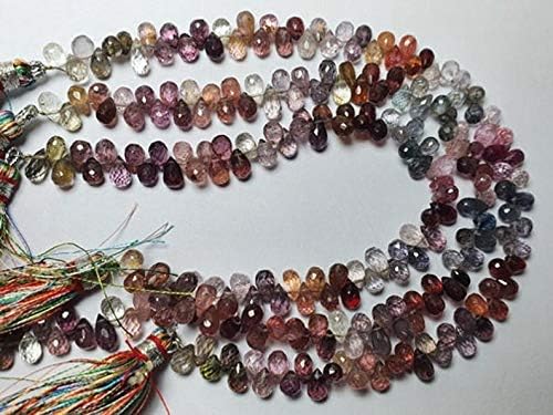8 Inches Strand, Natural Multi Spinel Faceted Drops Briolettes, Size-6.5-7mm