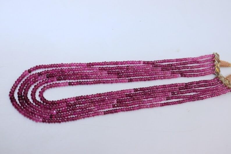 AAA+ Quality Natural Pink Tourmaline Shaded Faceted Rondelle 3-4mm Beads Strand for Jewelry Making Rubellite Shaded Pink Tourmaline Faceted Rondelle Wholesale Beads
