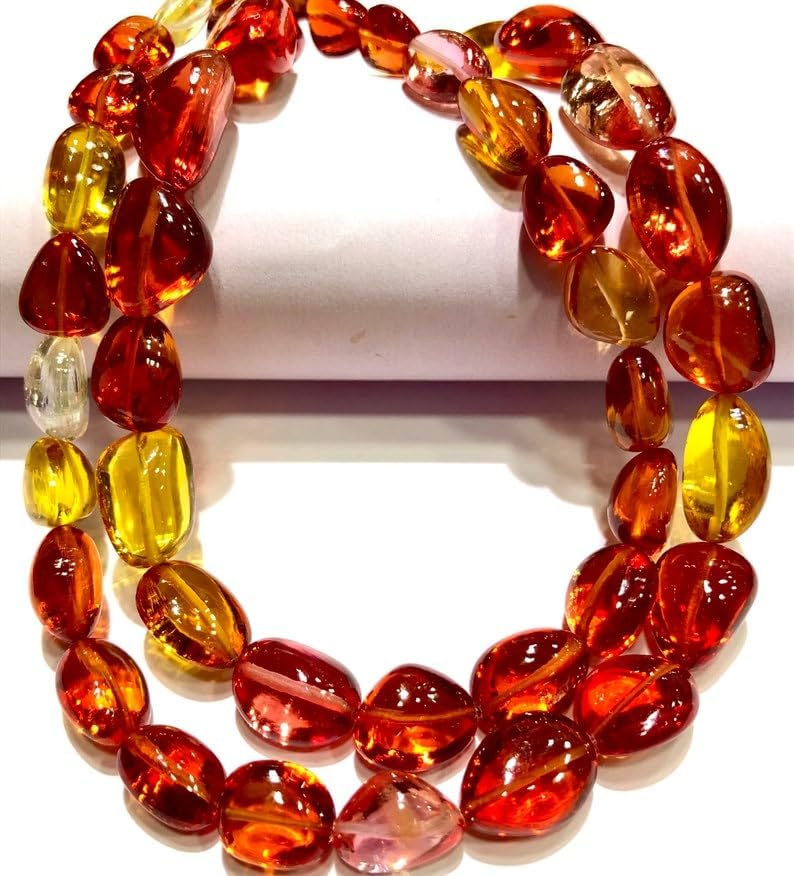 Natural PADPARADSCHA Sapphire Nuggets Smooth Beads 7-12 MM 22 inch Long String Jewelry Making Gemstone Beads for Necklace Bracelet